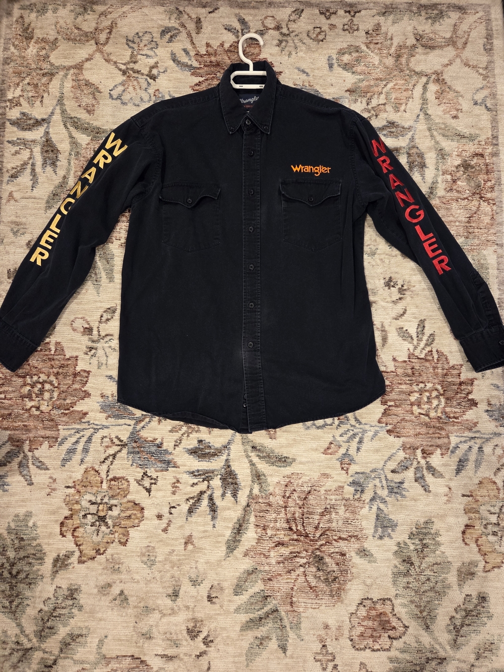 Wrangler Vintage Western Long Sleeve Black Button Down Shirt